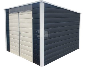 Gartenhaus - Gartenschuppen 2,5x3m - Zweiflügeliges Tor - Lichtband - Anthrazit - Weiß - Flachdach | GP527 |