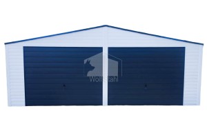 Blechgarage 7x6m - 2x Schwingtor - Anthrazit - Weiss - Satteldach GP196