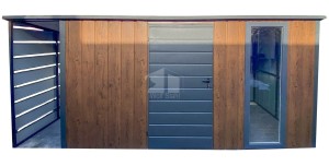 Gartenhaus - Gartenschuppen 3,5x2m + Überdachung 0,7m - Tür - Holzoptik - Flachdach | GP553 |