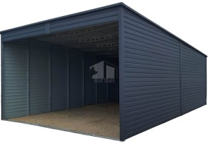 Blechgarage Carport 6x8m - Anthrazit - Flachdach ID976