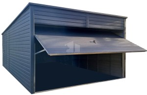 Blechgarage 3,5x7m Schwingtor - Tür - Anthrazit - Flachdach ID977