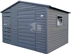 Gartenhaus - Gartenschuppen 2,2x2m + Überdachung 0,8m - 2x Tür - PVC Kippfenster - Anthrazit - Satteldach ID991