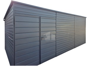 Gartenhaus - Gartenschuppen 6x2,5m - Zweiflügeliges Tor - Dachrinnen - Anthrazit - Flachdach | GP620 |