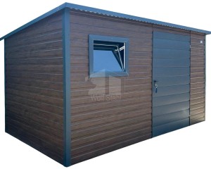 Gartenhaus - Gartenschuppen 3x2m Tür - PVC Kippfenster - Dunkles Nussbaum - Holzoptik - Flachdach | ID1052 |