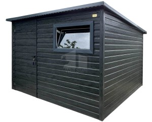 Gartenhaus - Gartenschuppen 3x2,5m Tür - PVC Kippfenster - Norwegische Kiefer - Holzoptik - Dachrinnen - Flachdach | ID1053 |