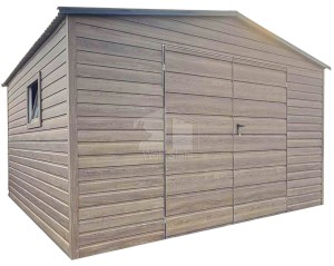 Gartenhaus - Gartenschuppen 4x3m - Zweiflügeliges Tor - PVC Kippfenster - winchester - Holzoptik - Satteldach | ID1055 |