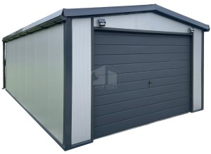 Gedämmte Garage aus Sandwichpaneelen 5x7 m – Gedämmtes Schwingtor – Dachrinnen – Tür – Satteldach PRO101