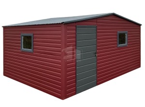 Gartenhaus Schuppen 5x4m - Tür - Anthrazit - Kirche - 2x PVC Kippfenster - Satteldach GP669 