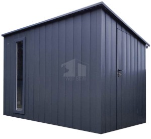 Gartenhaus Schuppen 3x2m - Tür - PVC Kippfenster - Anthrazit - Dachrinnen - Flachdach GP700