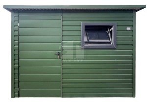Gartenhaus Schuppen 3x2 m - Tür - PVC Fenster - Grün - Dachrinnen - Flachdach ID1258