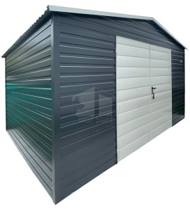 Gartenhaus Schuppen 5x3m - Zweiflügeliges Tor - Anthrazit - Weiß - Satteldach ID1273