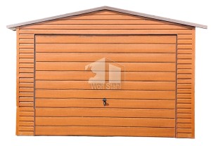  Blechgarage 3,5x 6m Schwingtor Satteldach Holzoptik ID99