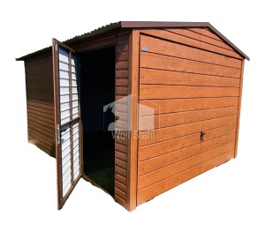  Blechgarage 3x4m Horizontal Blech Schwingtor Satteldach Holzoptik ID100