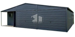  Blechgarage 9x6m Wandnische in der Garage 2x Schwingtor Dachrinnen PVC Kippfenster ID277